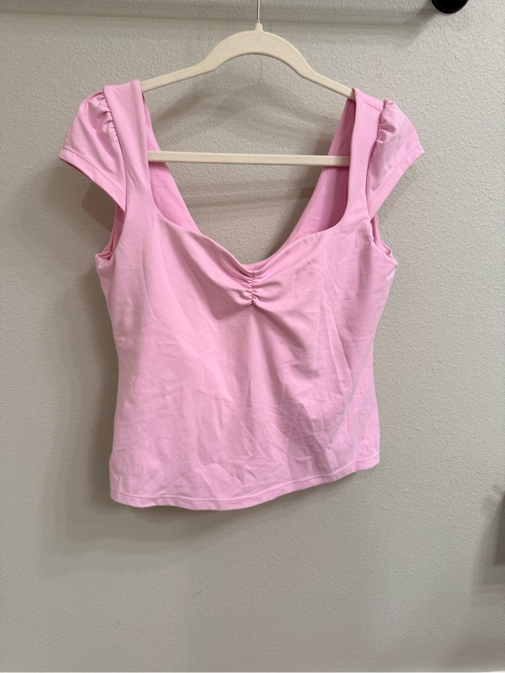 Ruched V-Neck Pink Tank Top